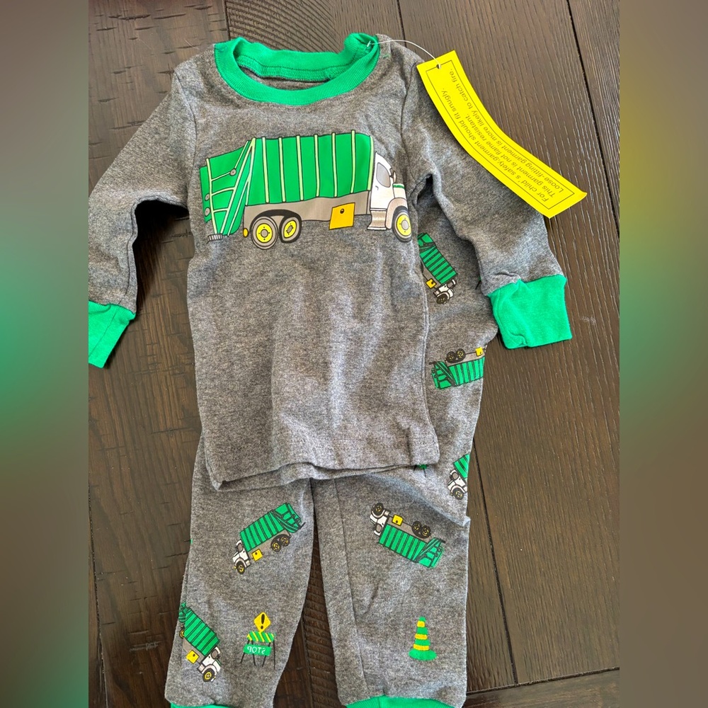 Kids Headquarters Gray and Green Truck Pajama Set